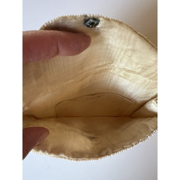 Vintage 50s 60s floral embroidered beaded handmade clutch glam cottagecore - Picture 7 of 10